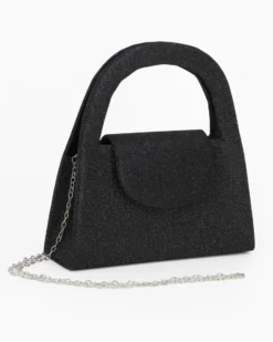 MISS GLOBO - Pochette nera in lurex con due manici e patta