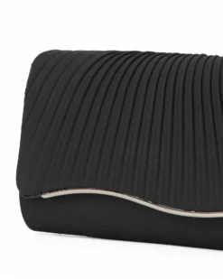 MISS GLOBO - Pochette nera in raso con patta effetto onde