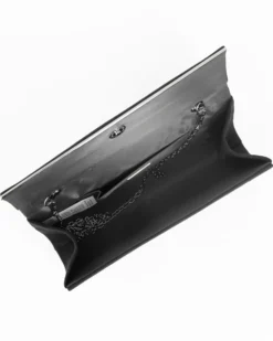 MISS GLOBO - Pochette nera scamosciata e dettaglio argento sulla patta