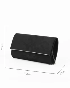 MISS GLOBO - Pochette nera scamosciata e dettaglio argento sulla patta