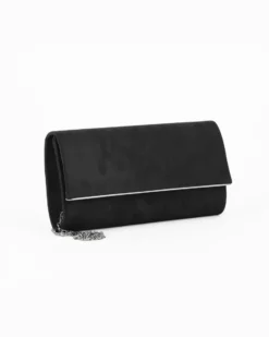 MISS GLOBO - Pochette nera scamosciata e dettaglio argento sulla patta