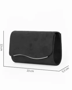 MISS GLOBO - Pochette nera scamosciata con patta e dettaglio argento