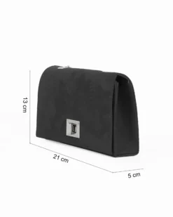 MISS GLOBO - Pochette nera scamosciata con patta e chiusura a girello