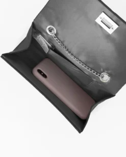 MISS GLOBO - Pochette nera scamosciata con patta e chiusura a girello