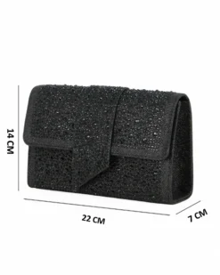 MISS GLOBO - Pochette nera tutta strass con patta