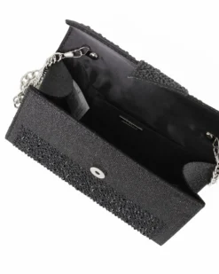 MISS GLOBO - Pochette nera tutta strass con patta