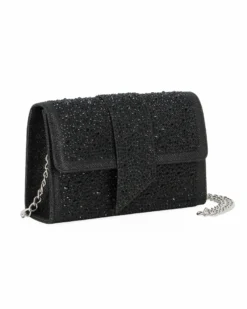 MISS GLOBO - Pochette nera tutta strass con patta