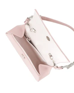 MISS GLOBO - Pochette nude con patta, dettaglio nodi in strass sul manico