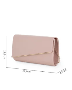 MISS GLOBO - Pochette nude in vernice con patta taglio diagonale