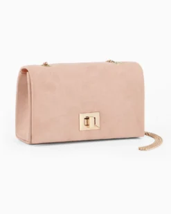 MISS GLOBO - Pochette nude scamosciata con patta e chiusura a girello