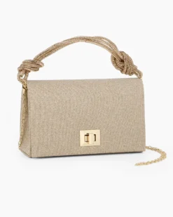 MISS GLOBO - Pochette oro in lurex con manico in strass
