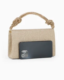 MISS GLOBO - Pochette oro in lurex con manico in strass