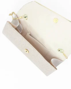 MISS GLOBO - Pochette oro in lurex con patta effetto onde e taglio diagonale