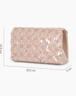 MISS GLOBO - Pochette oro rosa con patta e paillettes, tracollina removibile
