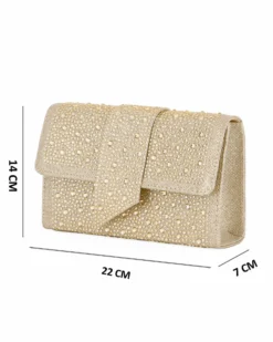 MISS GLOBO - Pochette oro tutta strass con patta