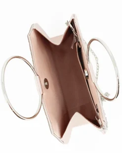MISS GLOBO - POCHETTE RASO NUDE CON STRASS E MANICI TONDI IN METALLO