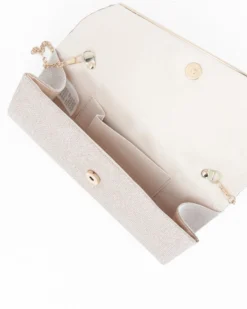MISS GLOBO - Pochette rosegold in lurex con patta effetto onde e taglio diagonale