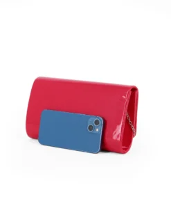 MISS GLOBO - Pochette rossa effetto vernice con patta e dettaglio argento