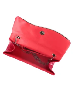 MISS GLOBO - Pochette rossa effetto vernice con patta e dettaglio argento