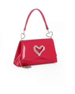 MISS GLOBO - Pochette rossa effetto vernice con patta e dettaglio cuore in strass