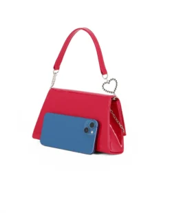 MISS GLOBO - Pochette rossa effetto vernice con patta e dettaglio cuore in strass