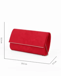MISS GLOBO - Pochette rossa scamosciata e dettaglio argento sulla patta