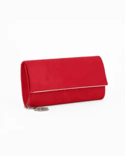 MISS GLOBO - Pochette rossa scamosciata e dettaglio argento sulla patta