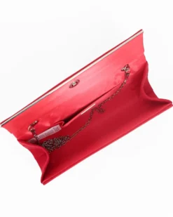 MISS GLOBO - Pochette rossa scamosciata e dettaglio argento sulla patta