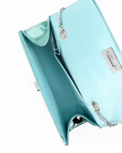 MISS GLOBO - Pochette turchese a specchio con patta e chiusura a girello