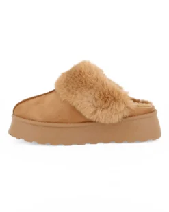 MISS GLOBO - Sabot camel scamosciato con pelliccia