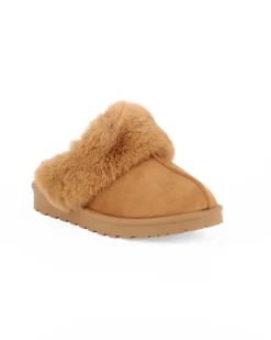 MISS GLOBO - Sabot camel scamosciato con pelliccia