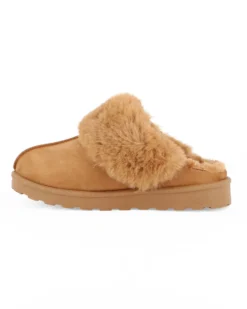 MISS GLOBO - Sabot camel scamosciato con pelliccia