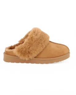 MISS GLOBO - Sabot camel scamosciato con pelliccia