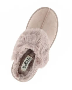 MISS GLOBO - Sabot khaki scamosciato con pelliccia