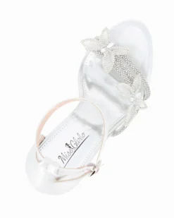MISS GLOBO - Sandalo argento con dettaglio farfalle, tacco 10,5CM