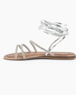 MISS GLOBO - Sandalo argento lace-up con cinturini in strass