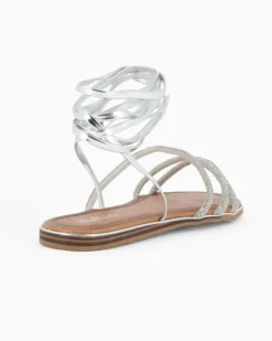 MISS GLOBO - Sandalo argento lace-up con cinturini in strass