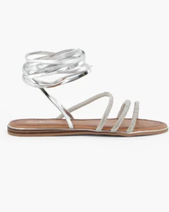 MISS GLOBO - Sandalo argento lace-up con cinturini in strass