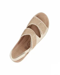 MISS GLOBO - Sandalo beige con strass e chiusure a strappo