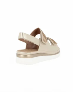 MISS GLOBO - Sandalo beige con strass e chiusure a strappo