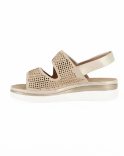 MISS GLOBO - Sandalo beige con strass e chiusure a strappo