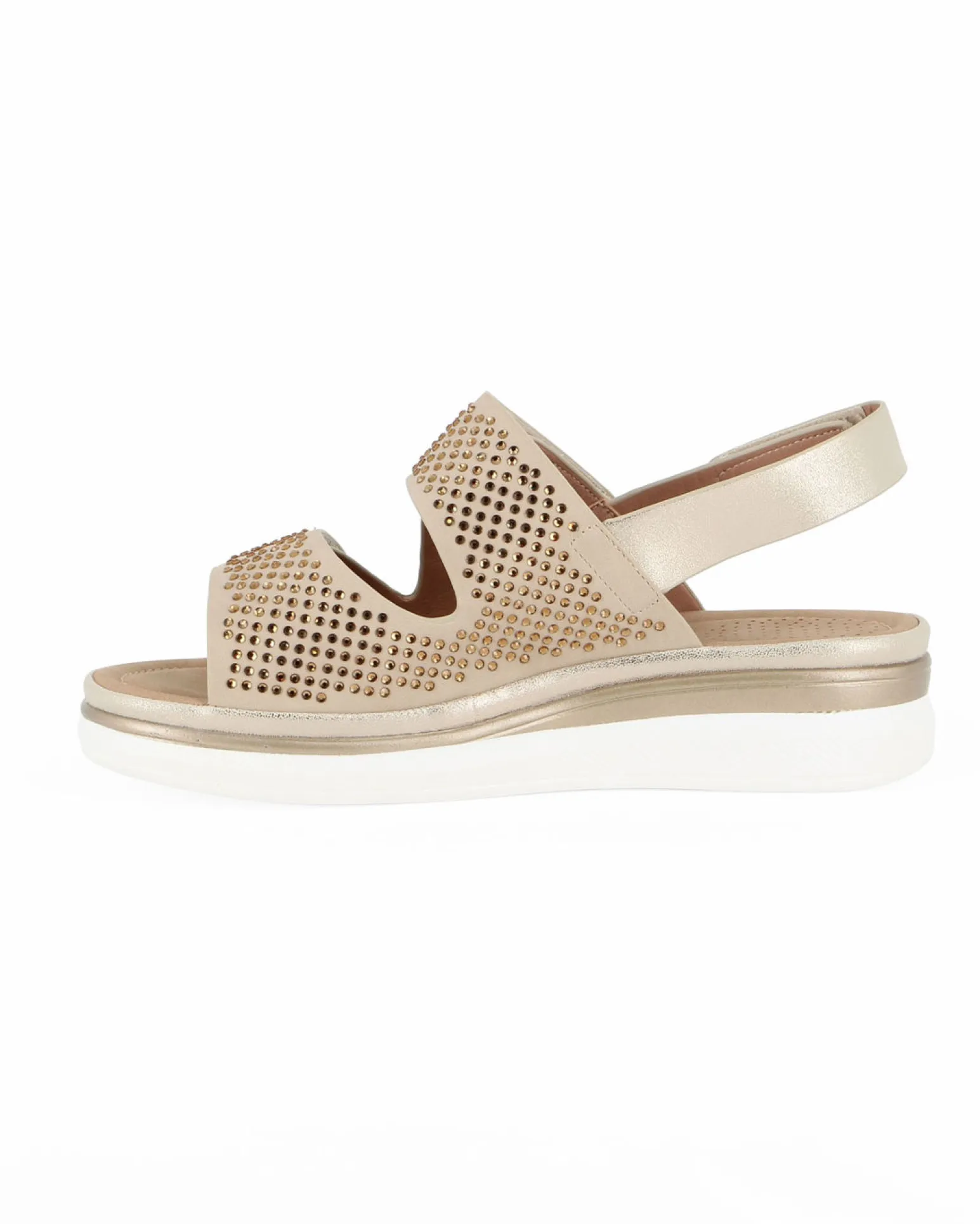 MISS GLOBO - Sandalo beige con strass e chiusure a strappo