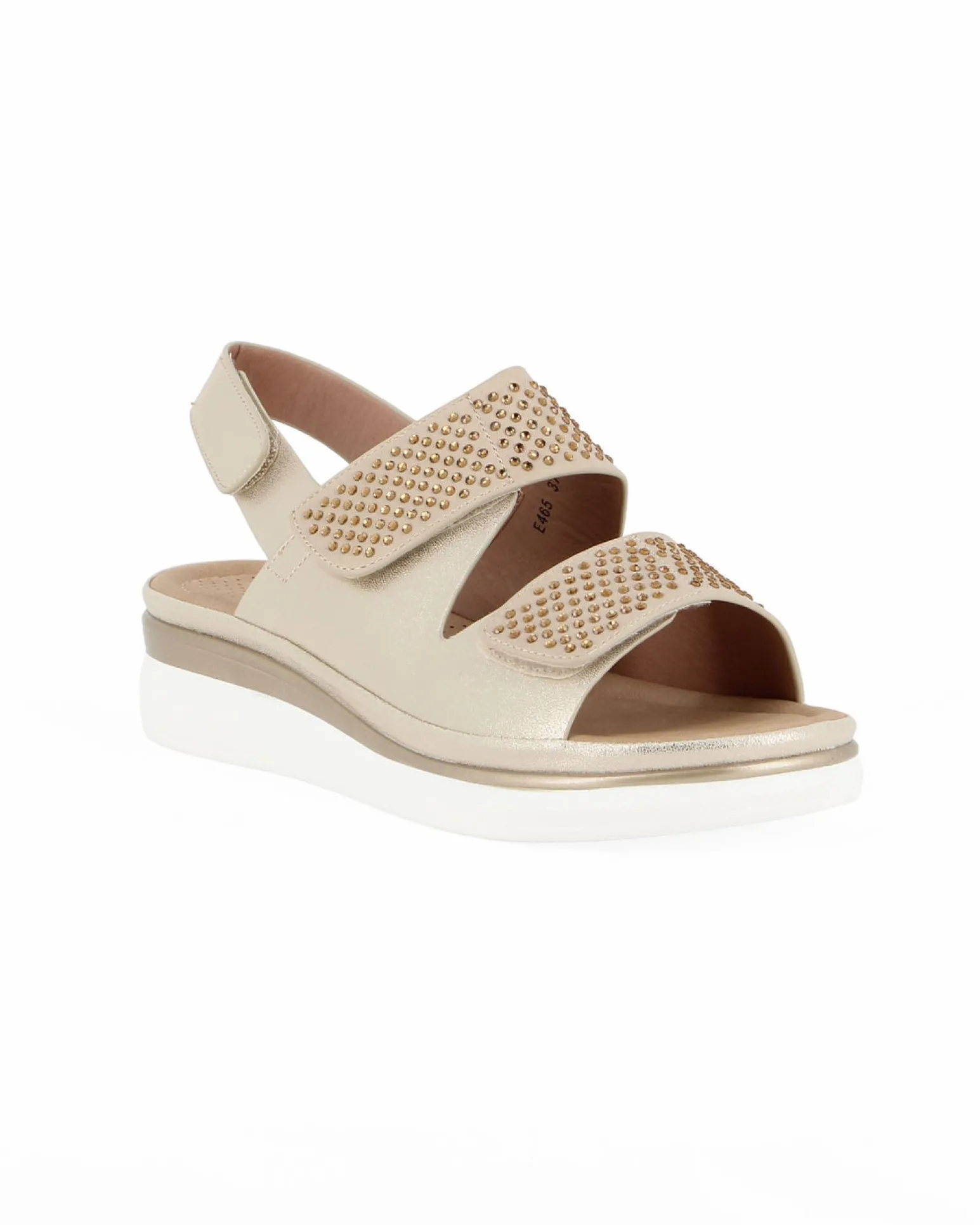 MISS GLOBO - Sandalo beige con strass e chiusure a strappo