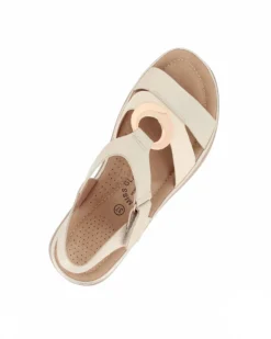 MISS GLOBO - Sandalo beige con strappo e sottopiede in memory soft