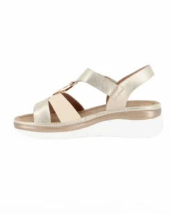 MISS GLOBO - Sandalo beige con strappo e sottopiede in memory soft