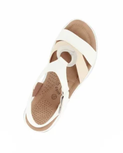 MISS GLOBO - Sandalo bianco/panna con strappo e sottopiede in memory soft
