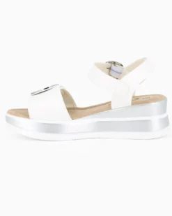 MISS GLOBO - Sandalo bianco platform con sottopiede memory soft e strappo, zeppa 5CM