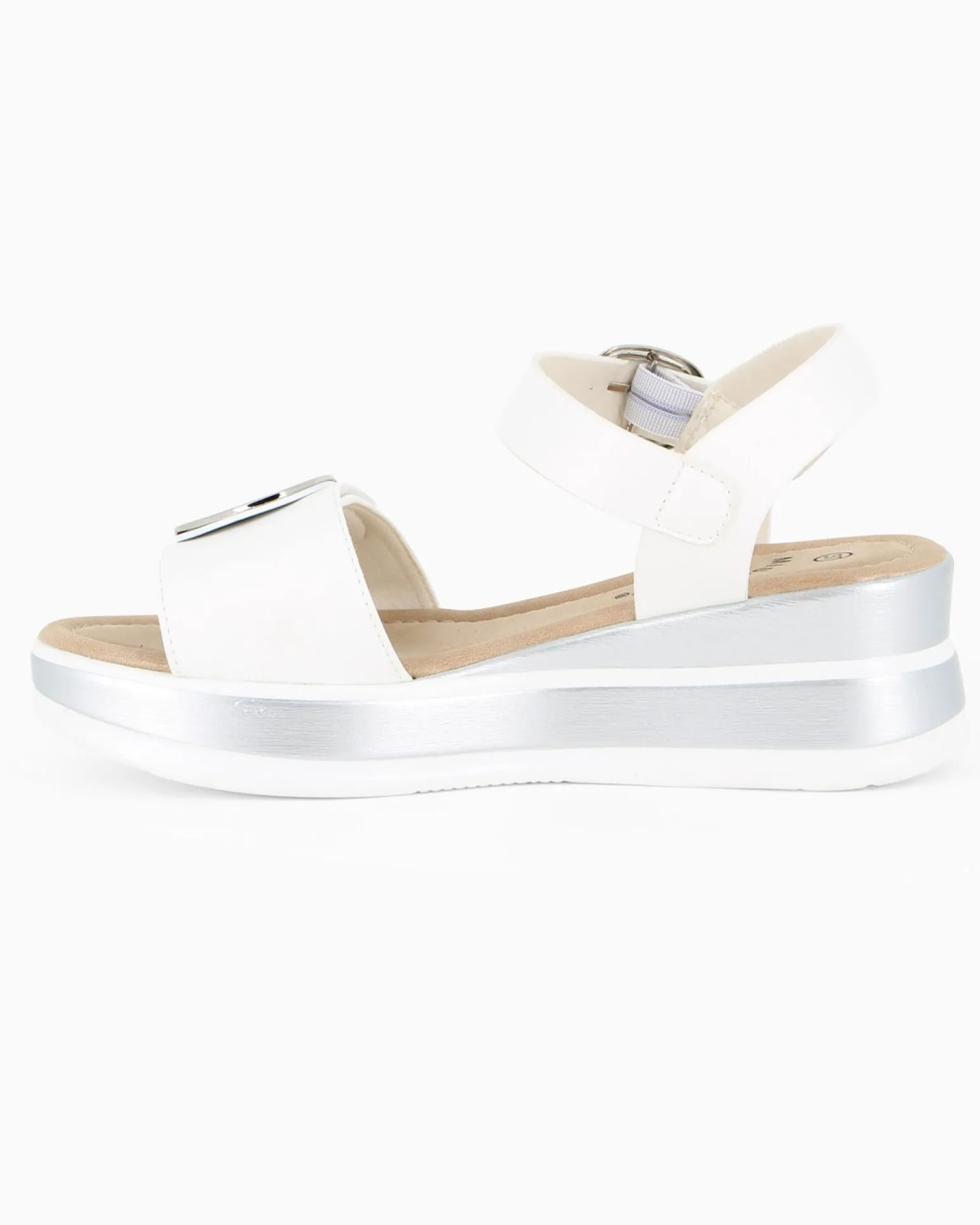MISS GLOBO - Sandalo bianco platform con sottopiede memory soft e strappo, zeppa 5CM