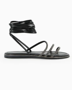 MISS GLOBO - Sandalo canna fucile lace-up con cinturini in strass