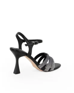 MISS GLOBO - Sandalo gioiello nero con strass tacco 8,5CM